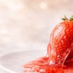 溶けてやわらかくなったいちご飴の様子