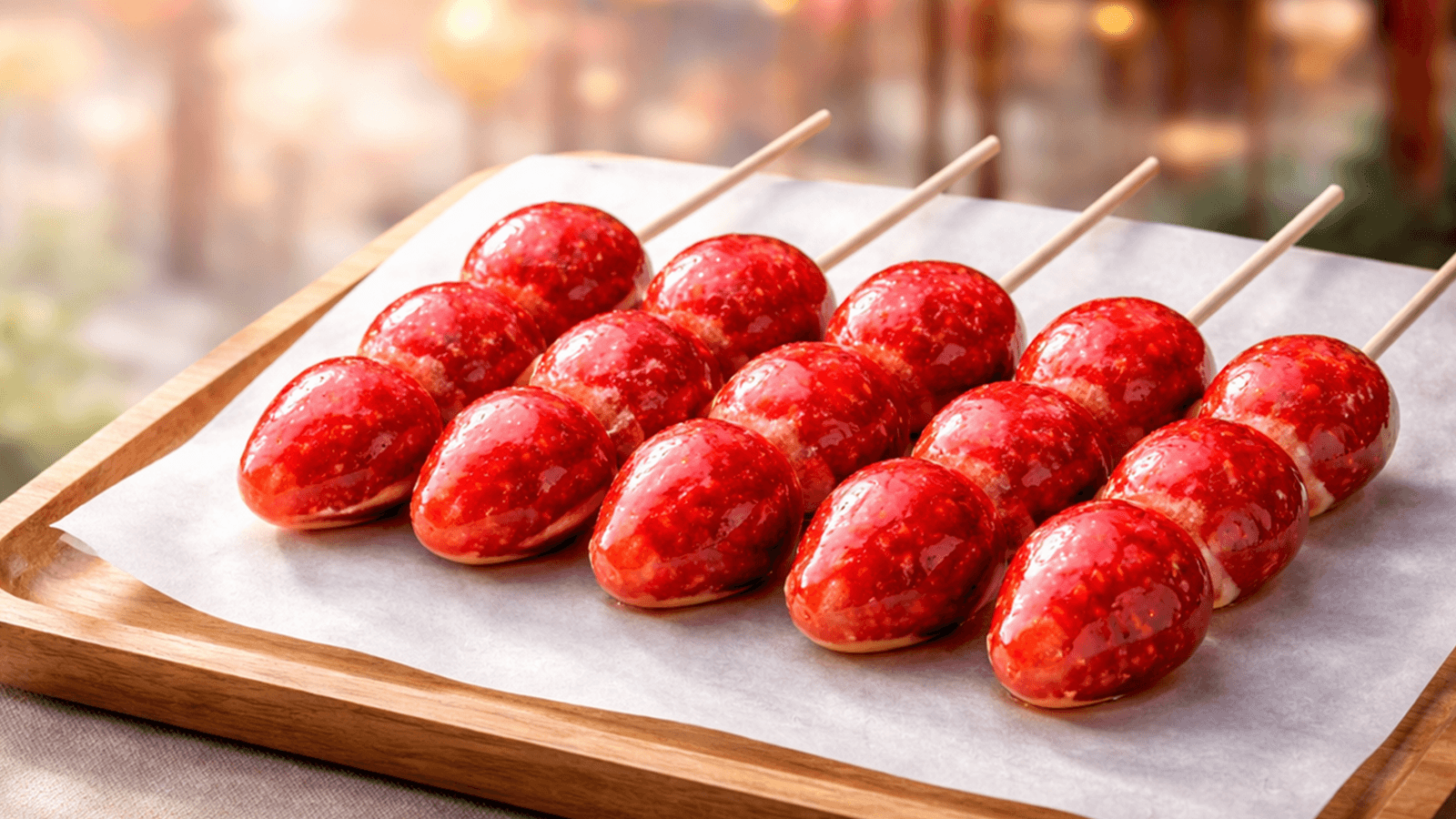 パリッとした食感のいちご飴