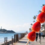海辺の散策とフルーツ飴