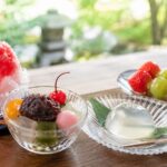 かき氷やあんみつ、水まんじゅう、フルーツ飴など夏に人気の甘味
